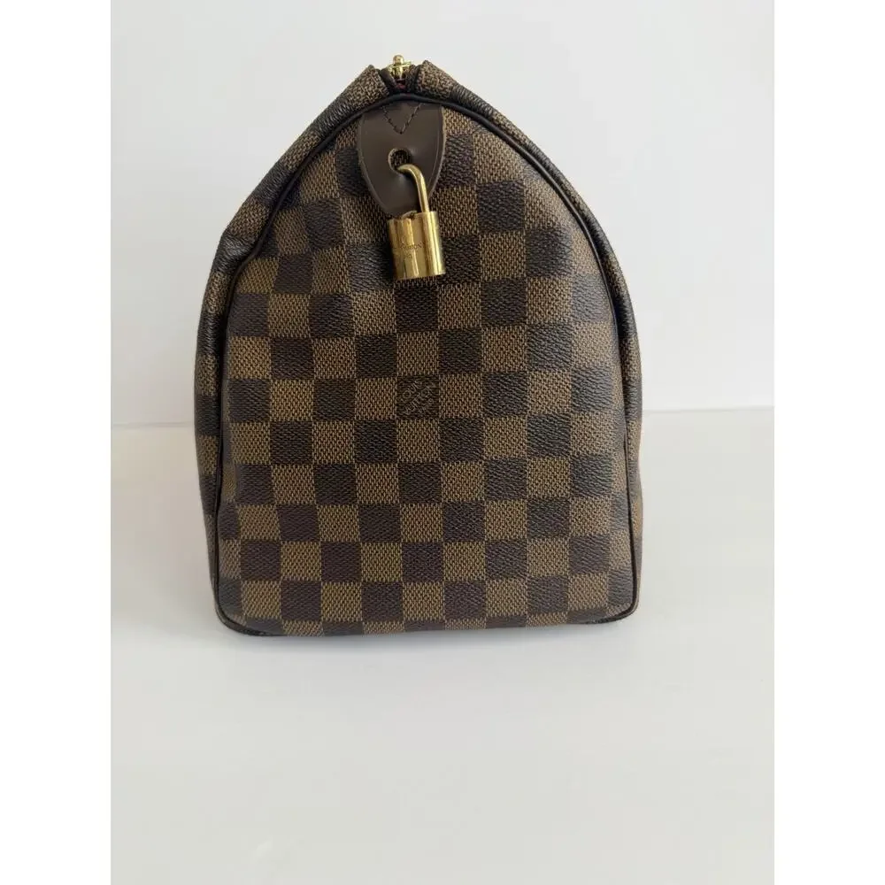 Louis Vuitton Speedy Bandouliere 30 Damier Ebene Brown Satchel Red Lining Lock